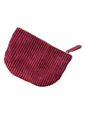 Corduroy IPSY Zip Pouch - Wine and Yellow